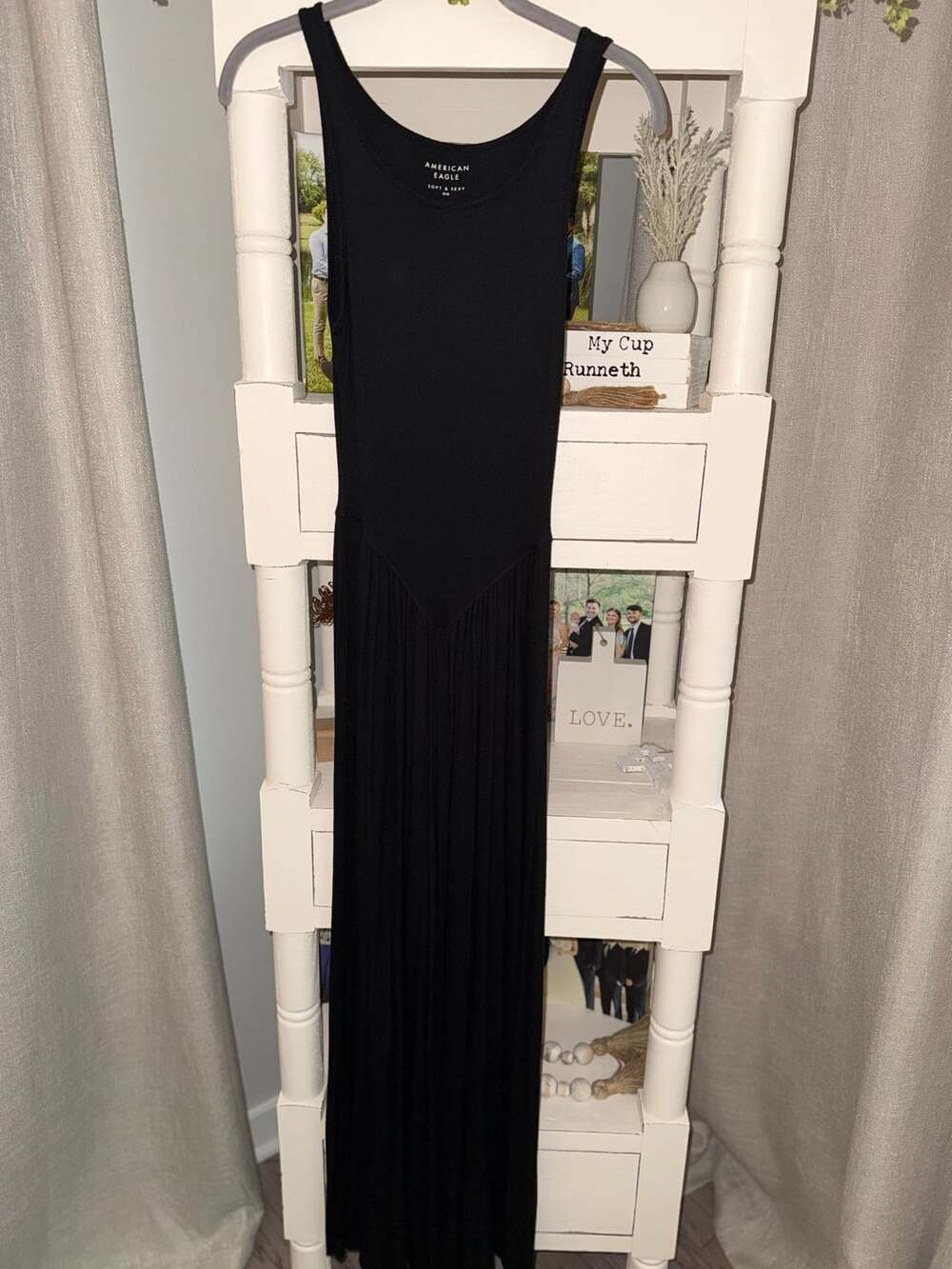 American Eagle Soft & Sexy Rib Black Wide Leg Jumpsuit